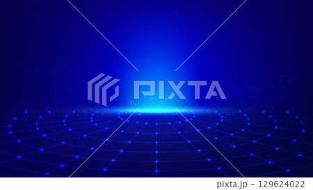 technology digital futuristic cyber data network abstract science internet computer light background virtual innovation system glow design space pattern grid blue electric connection 129624022