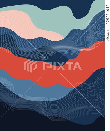 abstract background modern design art colorful texture fluid pattern with navy red blue and pink organic shapes flowing smoothly with fine lines for creative decorative artwork 129624056