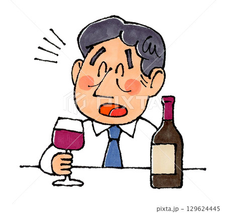 ワインを飲むお父さん ワインを飲むお父さん 129624445