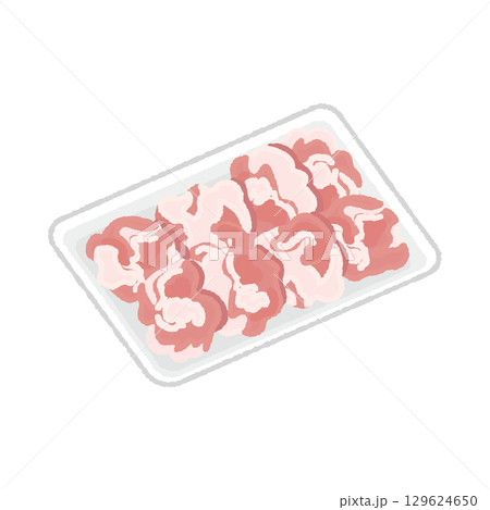 トレイに入った豚肉コマ肉 トレイに入った豚肉コマ肉 129624650