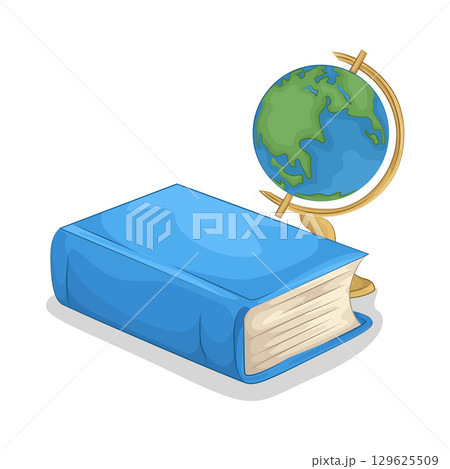Illustration of book with globe Illustration of book with globe 129625509