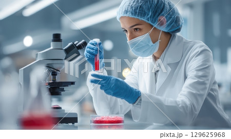 The future AI medical laboratory and research concept, Scientist conducting research in a laboratory setting. 129625968