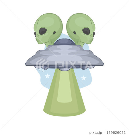 Illustration of Alien in UFO Illustration of Alien in UFO 129626031