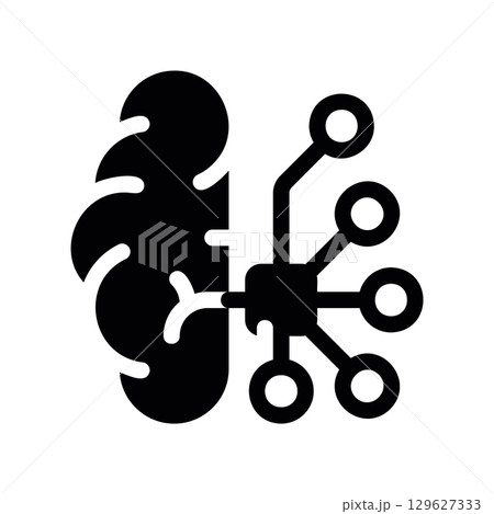 Simple black vector icon with a theme brain,...のイラスト素材 [129627333] - PIXTA