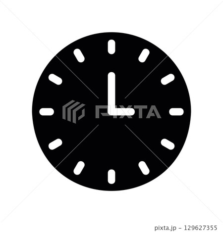 Simple black vector icon with a theme wall clock 129627355