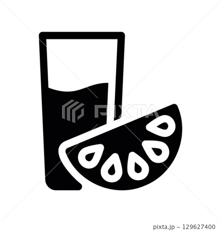 Simple black vector icon with a theme citrus juice 129627400