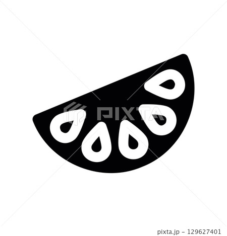 Simple black vector icon with a theme slice, fruit Simple black vector icon with a theme slice, fruit 129627401