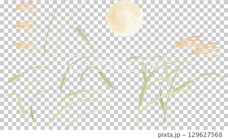 滿月的水彩插圖 129627568