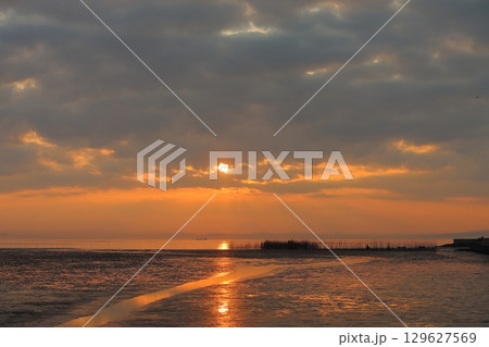 荒尾市 海岸 夕暮れ、 荒尾市 海岸 夕暮れ、 129627569