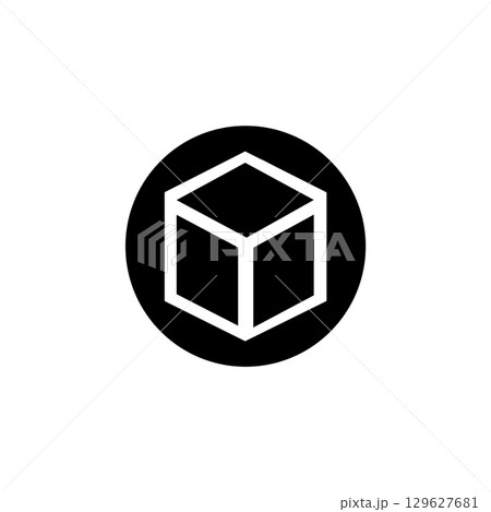 simple icon 3d black color box sign simple icon 3d black color box sign 129627681