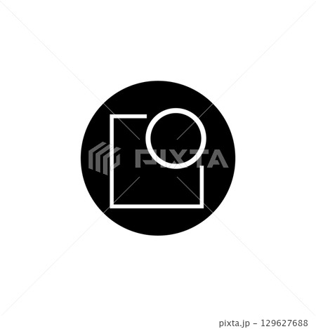 black and white square and circle line icon black and white square and circle line icon 129627688