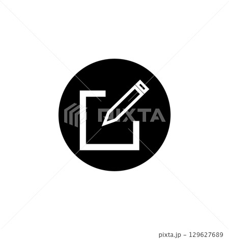 black and white box and pencil line icon black and white box and pencil line icon 129627689