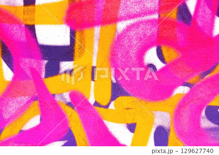 Vibrant Graffiti Abstract in Pink, Orange, Purple for Urban 90s Aesthetic 129627740