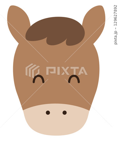 かわいい馬の顔のベクターイラスト。干支、十二支、午、ゆるい、アイコン、うま、午年、年賀状 129627892