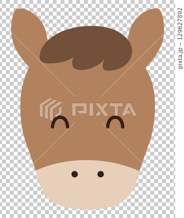 かわいい馬の顔のベクターイラスト。干支、十二支、午、ゆるい、アイコン、うま、午年、年賀状 129627892