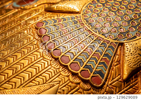 Golden coffin of King Tutankhamun, Ancient Egyptian Sarcophagi, Mummy Masks Golden coffin of King Tutankhamun, Ancient Egyptian Sarcophagi, Mummy Masks 129629089