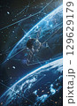 modern satellite on planet Earth orbit, global communication and network, space technology concept 129629179