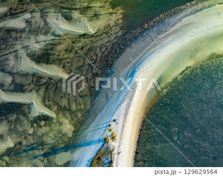 Aerial view of sandbar with turquoise sea at Laem had Koh khao yai Phang Nga Thailand, summer background and summer holiday concept 129629564