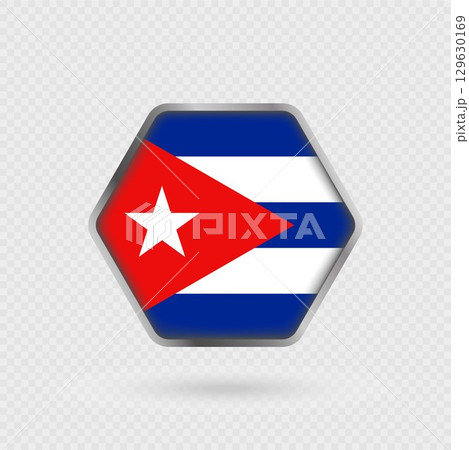 Cuba flag in a hexagon frame. 129630169