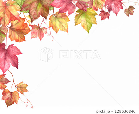 紅葉の葉書デザイン 129630840