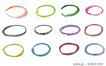 Set Hand drawn watercolor oval design elements isolated on white background. Set of colorful watercolor circles. Set Hand drawn watercolor oval design elements isolated on white background. Set of colorful watercolor circles. 129631565