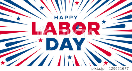 Labor Day United States text design, USA flag banner 129631677