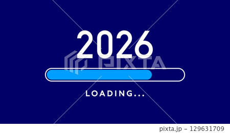 2026 progress bar, blue New Year loading countdown poster 129631709