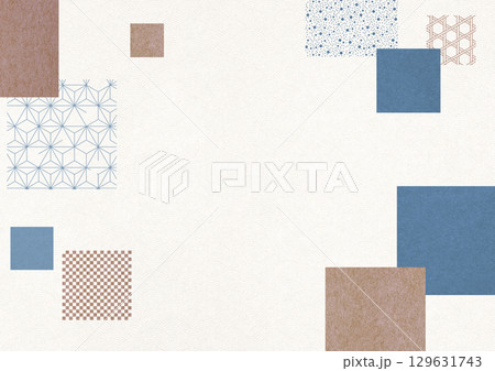 和風背景素材　和柄　大小の四角模様 129631743