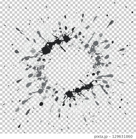 Ink splash circular frame/monochrome abstract background 129631860