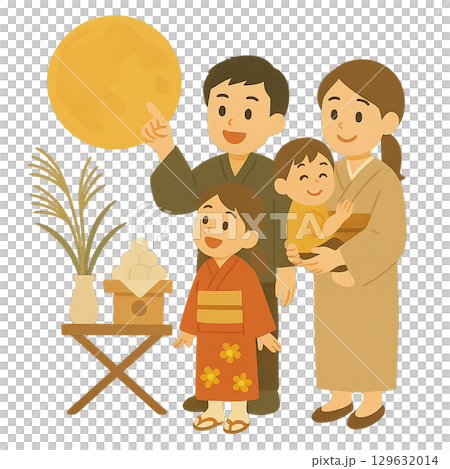 一家人賞月的插圖 129632014