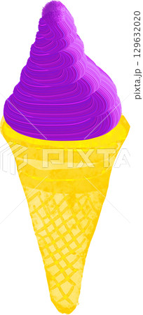 ソフトクリーム　紅イモのイラスト 129632020