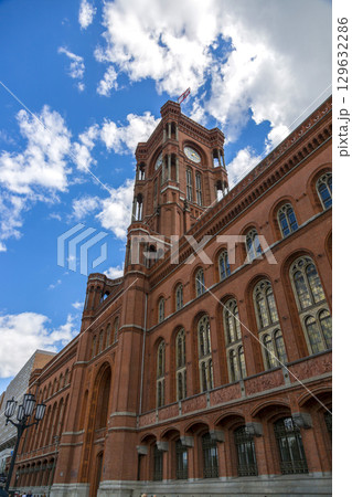 Berlin, Germany - July 01, 2018: The Red Town Hall Tower is the seat of government (Senate) of the unified land of Berlin 129632286