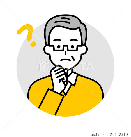 年配の男性のアイコン（考える） 129632319