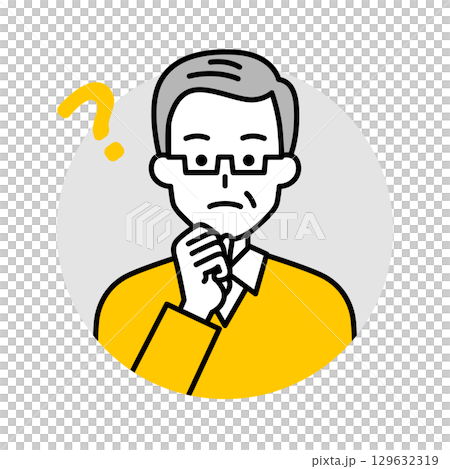 年配の男性のアイコン（考える） 129632319