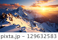 【リアルな風景】壮大な雪山の壁紙【夕焼け】 129632583