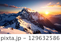 【リアルな風景】壮大な雪山の壁紙【夕焼け】 129632586