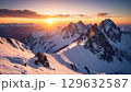 【リアルな風景】壮大な雪山の壁紙【夕焼け】 129632587