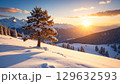 【リアルな風景】壮大な雪山の壁紙【夕焼け】 129632593