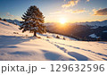 【リアルな風景】壮大な雪山の壁紙【夕焼け】 129632596