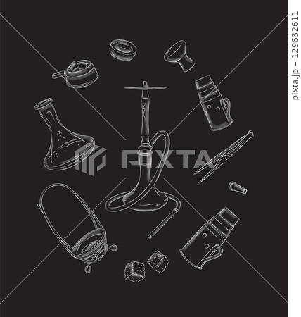 Hookah and accessories collection black 129632611