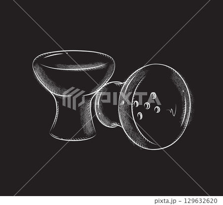Hookah clay bowl pair in graphic style black 129632620