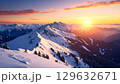 【リアルな風景】壮大な雪山の壁紙【夕焼け】 129632671