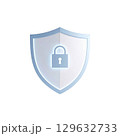 銀色に輝く盾と鍵のセキュリティアイコン 129632733