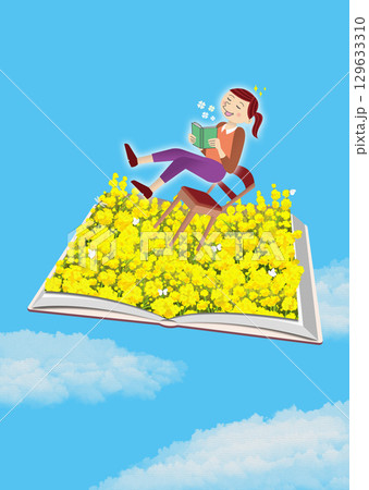 花畑で読書 花畑で読書 129633310