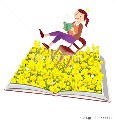 花畑で読書 花畑で読書 129633311