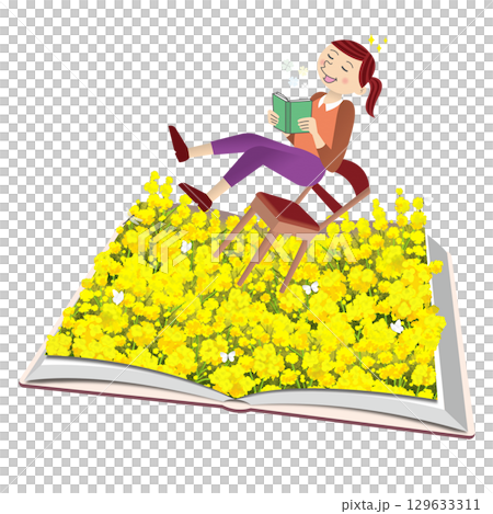 花畑で読書 花畑で読書 129633311
