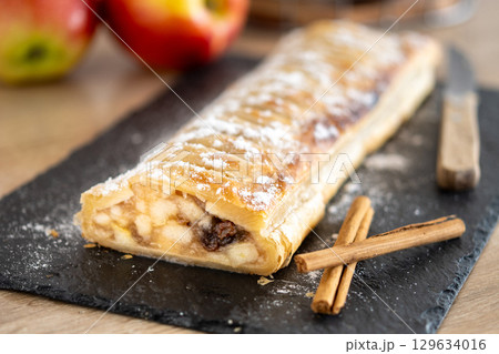 Homemade apple strudel Homemade apple strudel 129634016