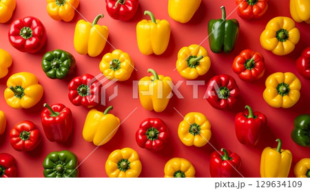 カラフルなパプリカの背景 カラフルなパプリカの背景 129634109