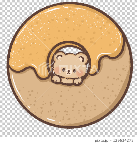 Cute kawaii bear peeking from hole in glazed donut adorable chibi bear dessert illustration perfect for bakery cafe sweet treat food clipart kids decor and playful cartoon digital design art projects Cute kawaii bear peeking from hole in glazed donut adorable chibi bear dessert illustration perfect for bakery cafe sweet treat food clipart kids decor and playful cartoon digital design art projects 129634275
