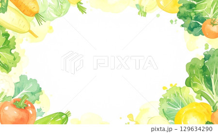 爽やかな野菜フレーム 129634290